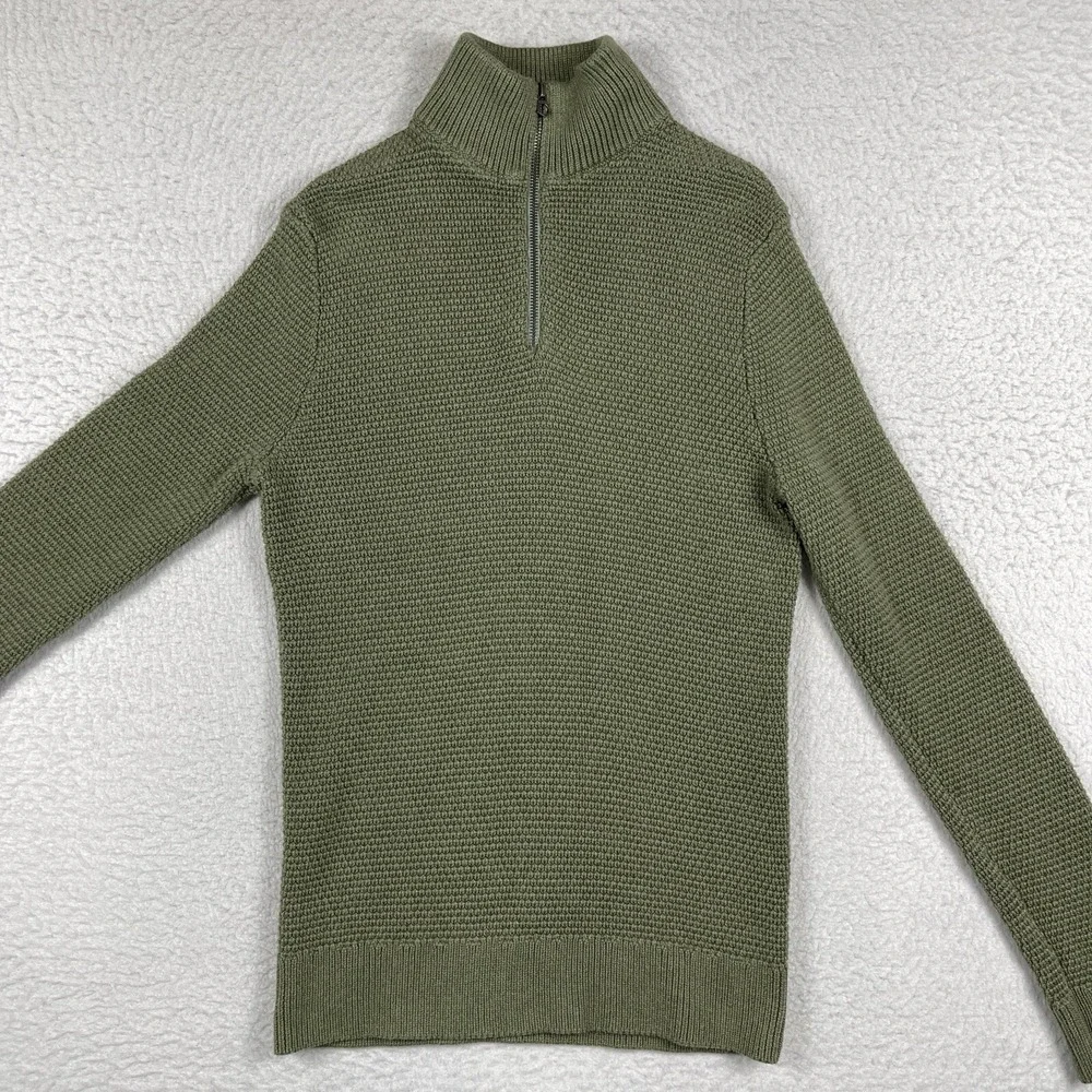 J Crew Sweater Mens Medium Green 1/4 Zip Pullover Gorp Cabin Teacher‎ Dad Office